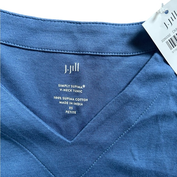 J Jill NWT extra Small Petite V Neck Blue Long Sleeved  Tunic - Picture 4 of 12